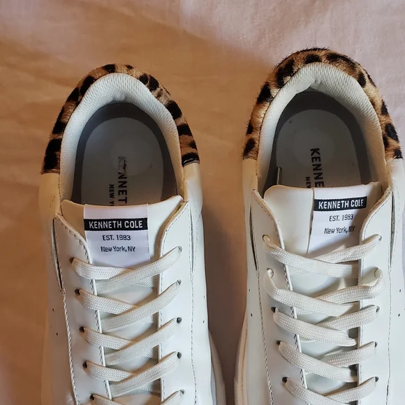Kenneth Cole White and Leopard Print Athletic Shoes - Picture 4 of 5